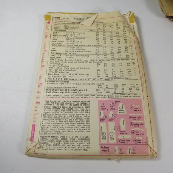 Simplicity 9608 Sewing Pattern Dress, Wedding Dress - Picture 5 of 9